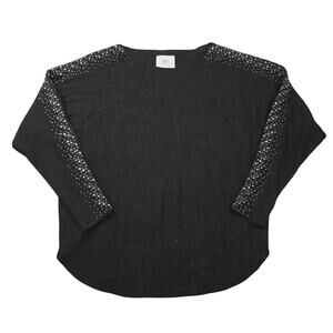 LIV Milano Sweater Womens Large Black Studded Dolman Sleeve Lightweight Knit
